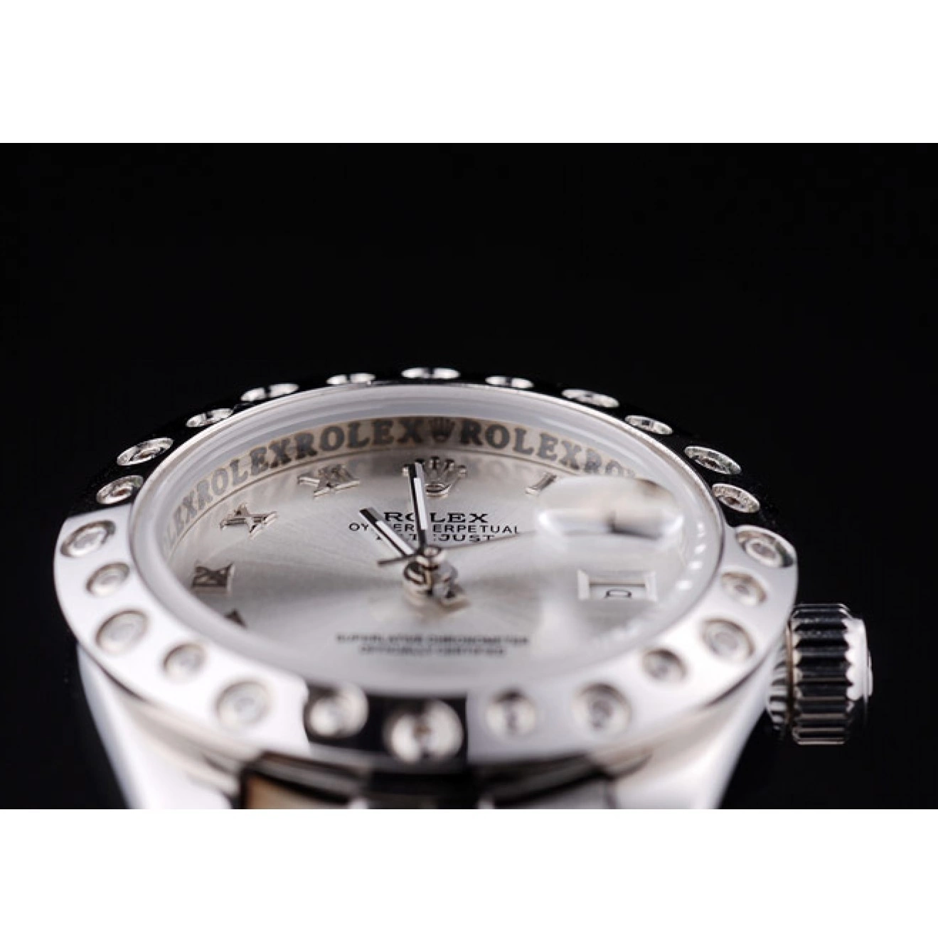 AAA Replica Watches Polished Silver 7474 Dial Silver Bezel Datejust Rolex Diamonds 0615
